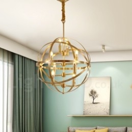 Designer Touch Decorative 8 Light Retro Rustic Luxury Brass Pendant Lamp Chandelier
