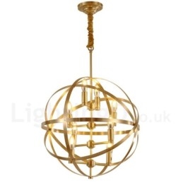 Designer Touch Decorative 8 Light Retro Rustic Luxury Brass Pendant Lamp Chandelier