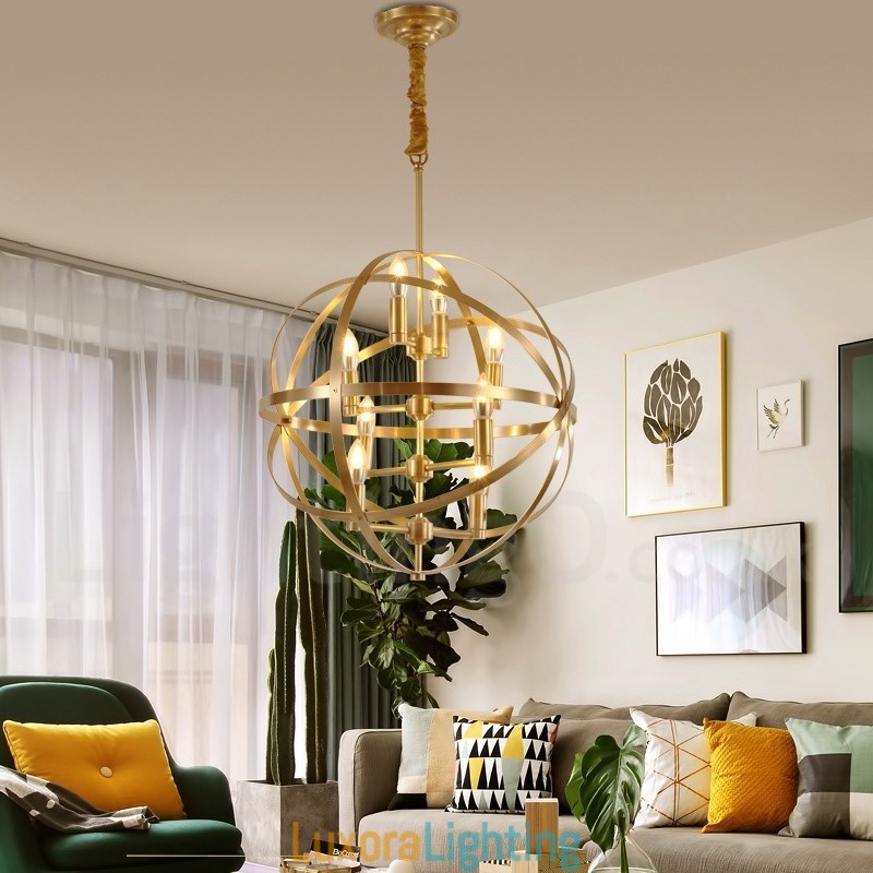 Designer Touch Decorative 8 Light Retro Rustic Luxury Brass Pendant Lamp Chandelier