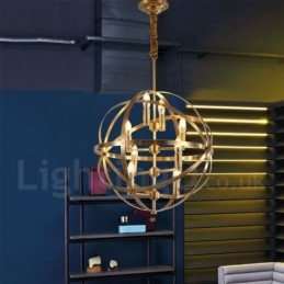 Designer Touch Decorative 8 Light Retro Rustic Luxury Brass Pendant Lamp Chandelier