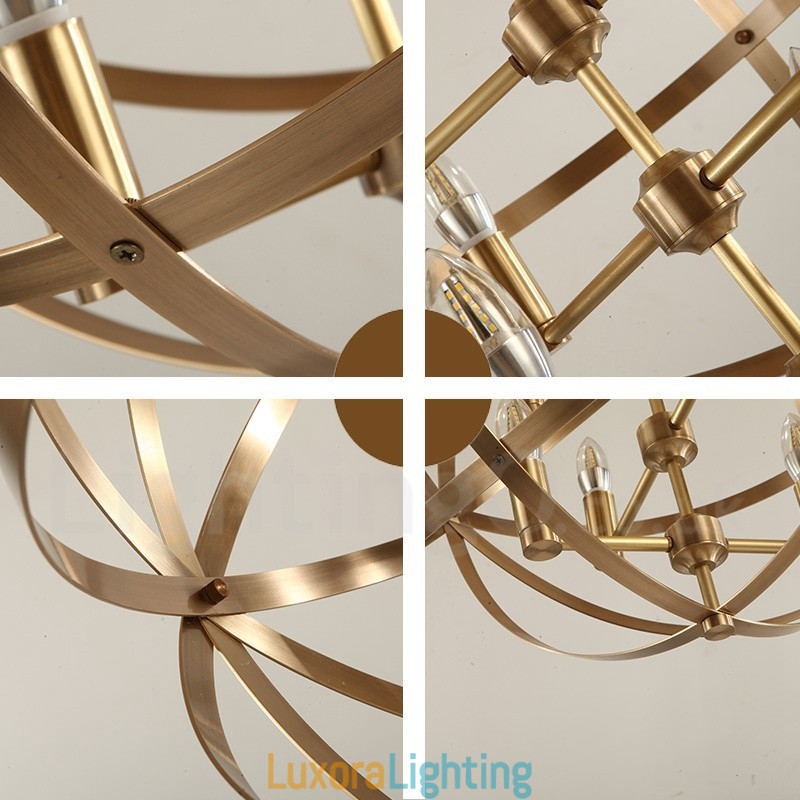 Designer Touch Decorative 8 Light Retro Rustic Luxury Brass Pendant Lamp Chandelier