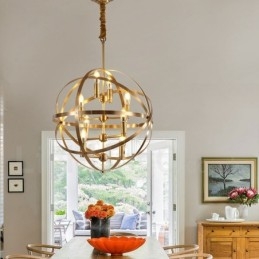 Designer Touch Decorative 8 Light Retro Rustic Luxury Brass Pendant Lamp Chandelier