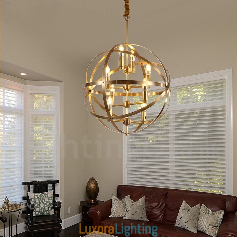 Designer Touch Decorative 8 Light Retro Rustic Luxury Brass Pendant Lamp Chandelier