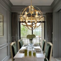 Designer Touch Decorative 8 Light Retro Rustic Luxury Brass Pendant Lamp Chandelier