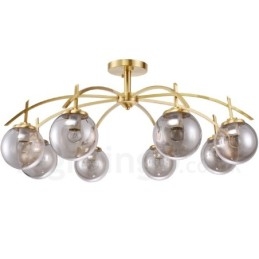 Designer Touch Decorative 8 Light Retro Rustic Luxury Brass Pendant Lamp Chandelier with Glass Shade