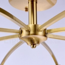 Designer Touch Decorative 8 Light Retro Rustic Luxury Brass Pendant Lamp Chandelier with Glass Shade
