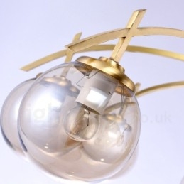 Designer Touch Decorative 8 Light Retro Rustic Luxury Brass Pendant Lamp Chandelier with Glass Shade