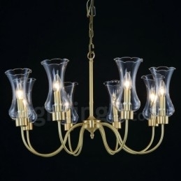 Designer Touch Decorative 8 Light Retro Rustic Luxury Brass Pendant Lamp Chandelier with Glass Shade