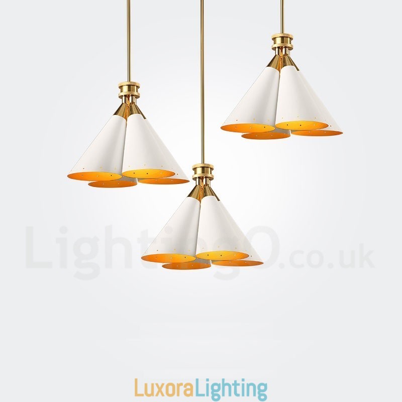 Designer Touch Decorative 4 Light Retro Rustic Luxury Aluminum alloy Pendant Lamp Chandelier with Aluminum alloy Shade