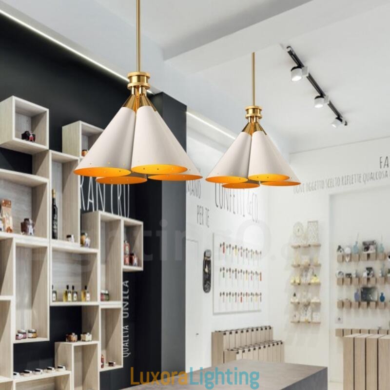 Designer Touch Decorative 4 Light Retro Rustic Luxury Aluminum alloy Pendant Lamp Chandelier with Aluminum alloy Shade