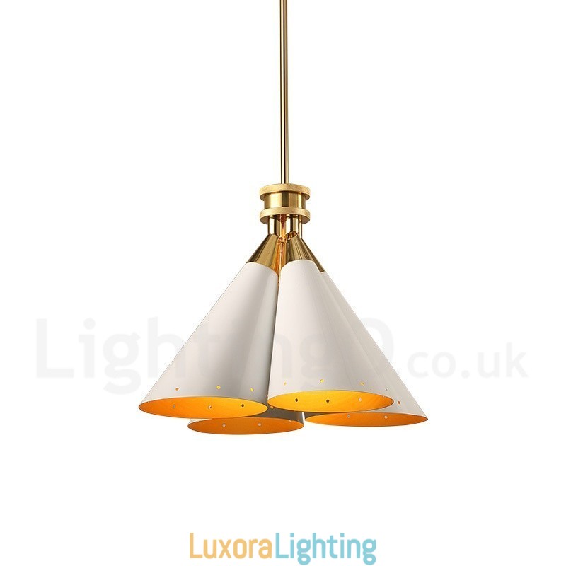 Designer Touch Decorative 4 Light Retro Rustic Luxury Aluminum alloy Pendant Lamp Chandelier with Aluminum alloy Shade