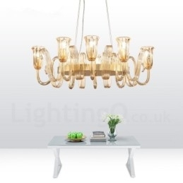 Designer Touch Decorative 8 Light Retro Rustic Luxury Aluminum alloy Pendant Lamp Chandelier with Glass Shade