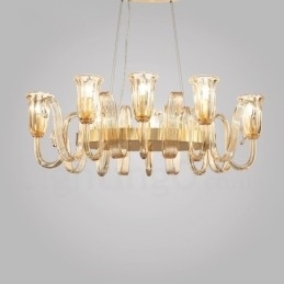 Designer Touch Decorative 8 Light Retro Rustic Luxury Aluminum alloy Pendant Lamp Chandelier with Glass Shade