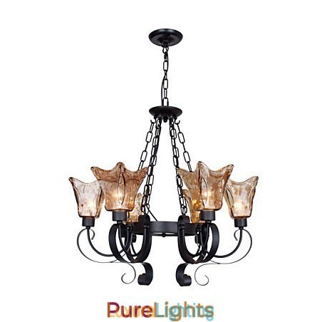 Designer Touch Decorative Chandelier 6 Lights Glass Traditional Classic Vintage