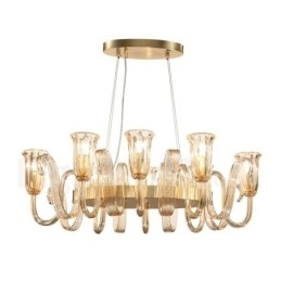 Designer Touch Decorative 8 Light Retro Rustic Luxury Aluminum alloy Pendant Lamp Chandelier with Glass Shade