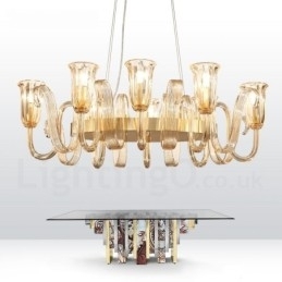 Designer Touch Decorative 8 Light Retro Rustic Luxury Aluminum alloy Pendant Lamp Chandelier with Glass Shade