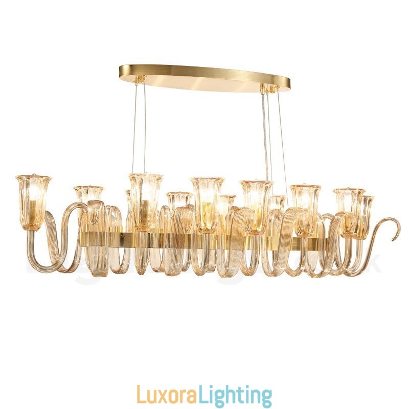 Designer Touch Decorative 12 Light Retro Rustic Luxury Aluminum alloy Pendant Lamp Chandelier with Glass Shade