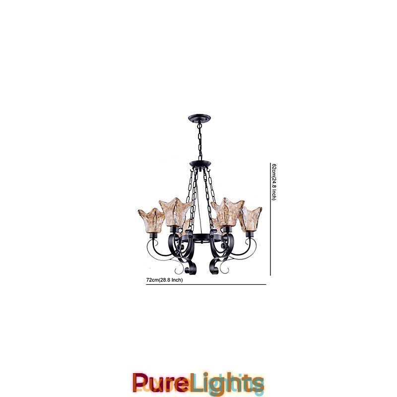 Designer Touch Decorative Chandelier 6 Lights Glass Traditional Classic Vintage