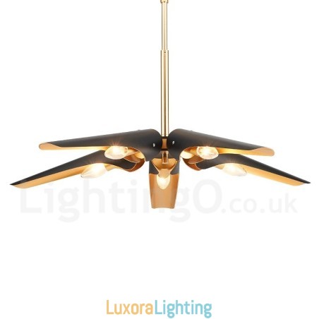 Designer Touch Decorative 5 Light Retro Rustic Luxury Aluminum alloy Pendant Lamp Chandelier with Aluminum alloy Shade