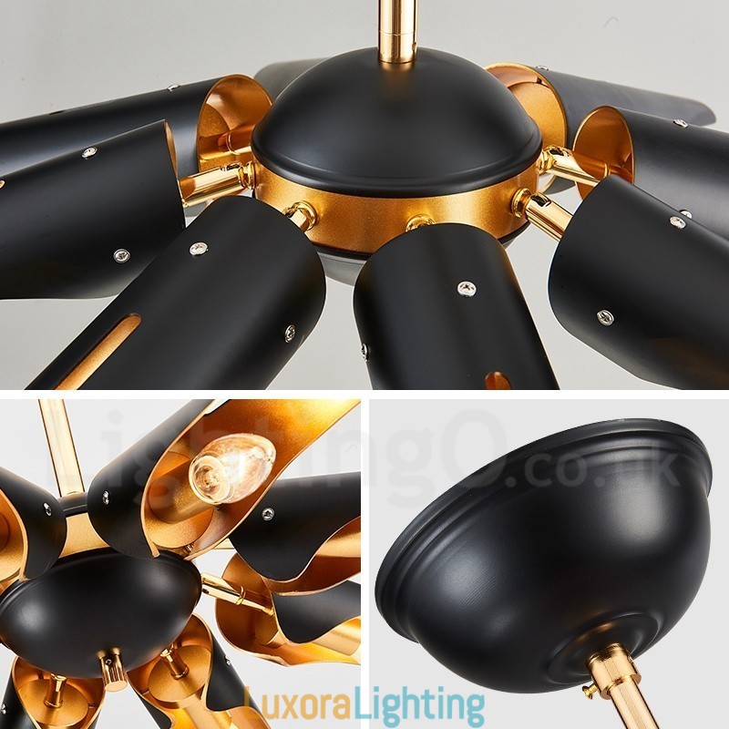 Designer Touch Decorative 5 Light Retro Rustic Luxury Aluminum alloy Pendant Lamp Chandelier with Aluminum alloy Shade