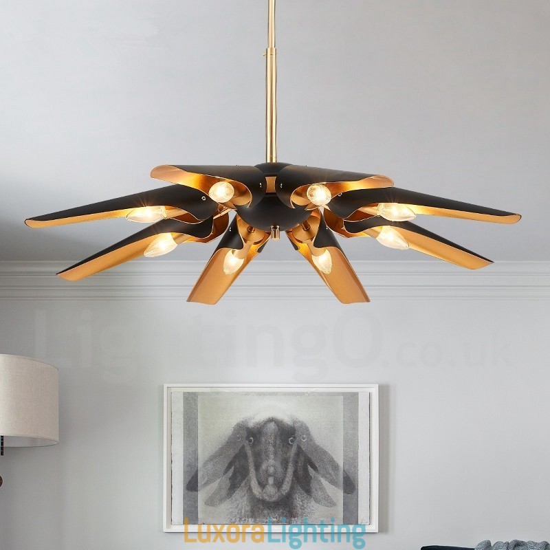 Designer Touch Decorative 8 Light Retro Rustic Luxury Aluminum alloy Pendant Lamp Chandelier with Aluminum alloy Shade