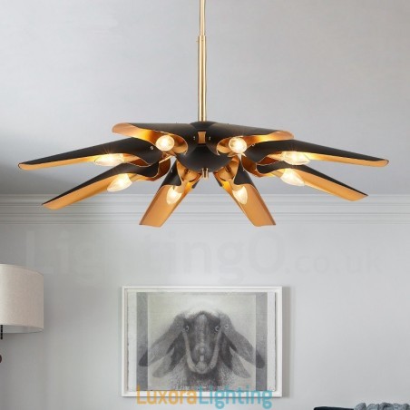 Designer Touch Decorative 8 Light Retro Rustic Luxury Aluminum alloy Pendant Lamp Chandelier with Aluminum alloy Shade