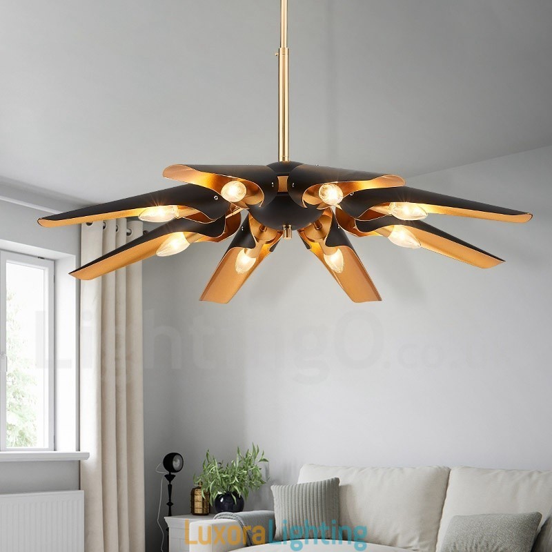 Designer Touch Decorative 8 Light Retro Rustic Luxury Aluminum alloy Pendant Lamp Chandelier with Aluminum alloy Shade