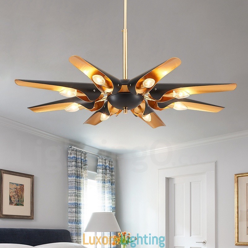 Designer Touch Decorative 8 Light Retro Rustic Luxury Aluminum alloy Pendant Lamp Chandelier with Aluminum alloy Shade