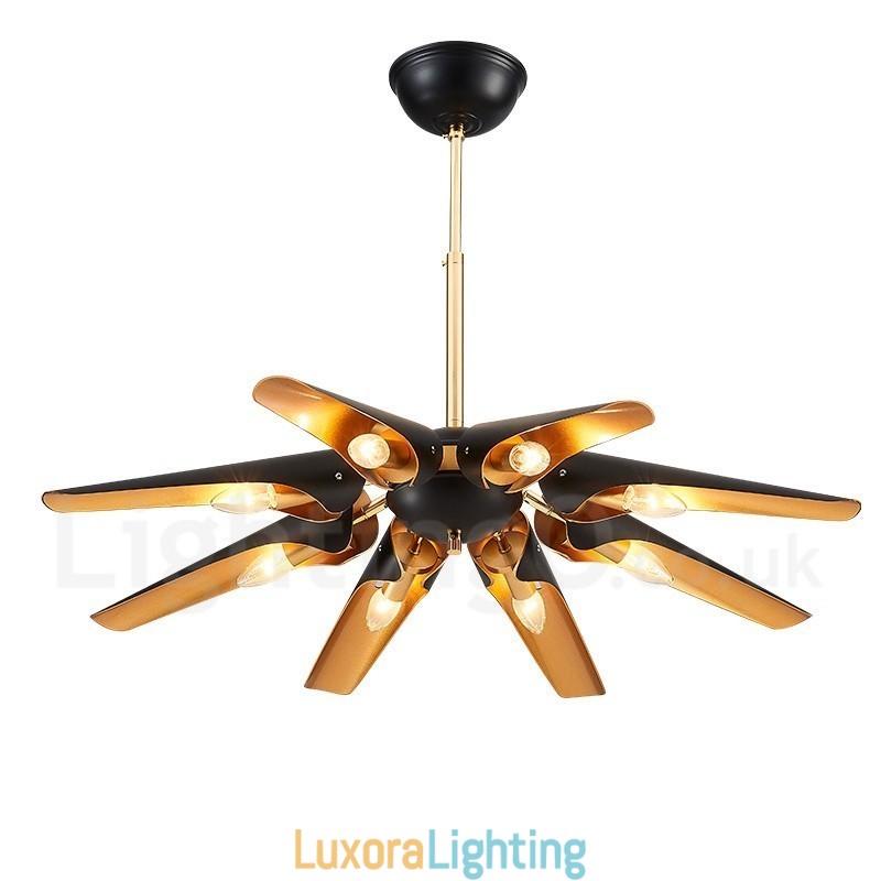 Designer Touch Decorative 8 Light Retro Rustic Luxury Aluminum alloy Pendant Lamp Chandelier with Aluminum alloy Shade