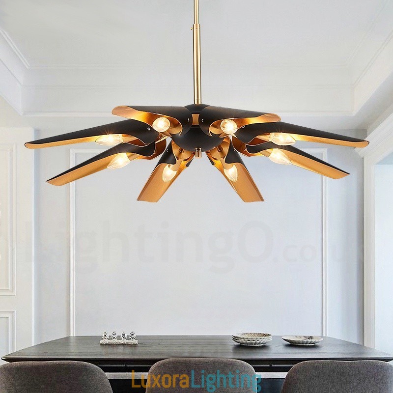 Designer Touch Decorative 8 Light Retro Rustic Luxury Aluminum alloy Pendant Lamp Chandelier with Aluminum alloy Shade