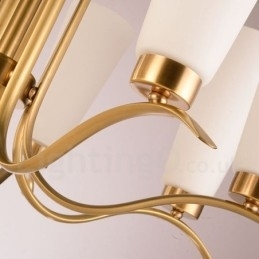 Designer Touch Decorative 8 Light Retro Rustic Luxury Brass Pendant Lamp Chandelier with Glass Shade