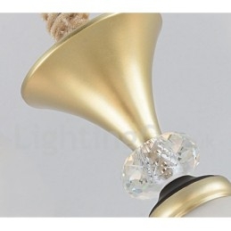 Designer Touch Decorative 3 Light Retro Rustic Luxury Crystal Pendant Lamp Chandelier with Glass Shade