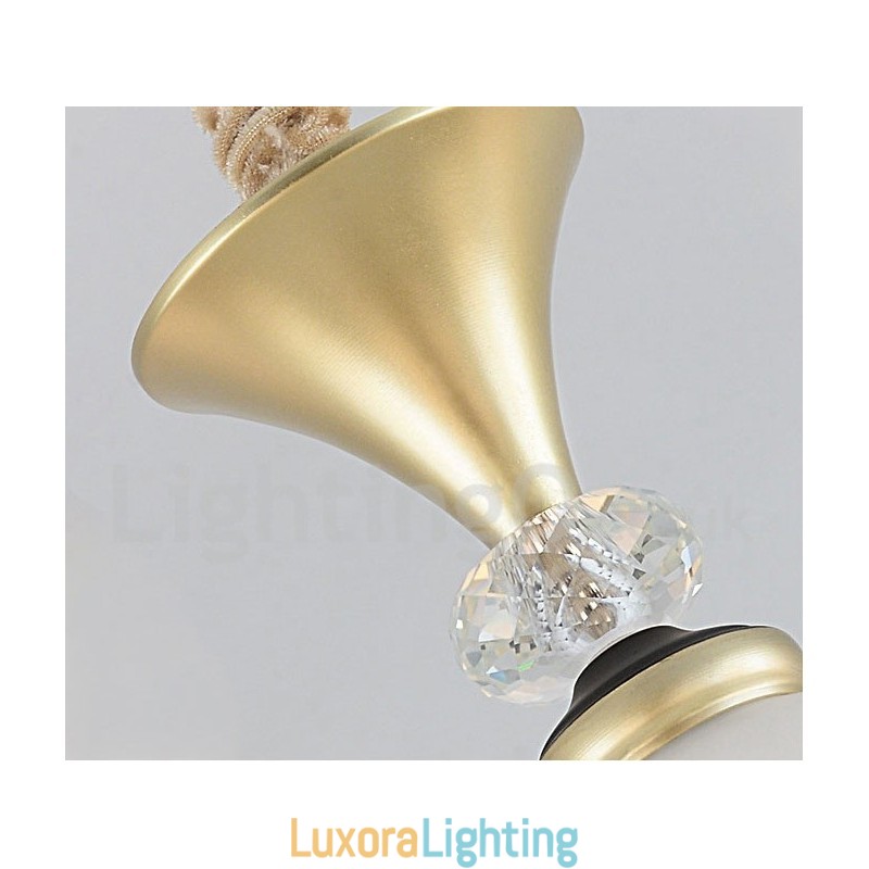 Designer Touch Decorative 6 Light Retro Rustic Luxury Crystal Pendant Lamp Chandelier with Glass Shade