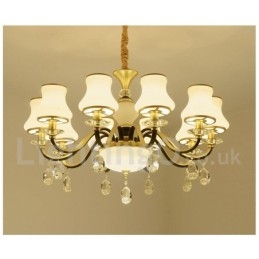 Designer Touch Decorative Retro Rustic Luxury Crystal Pendant Lamp Chandelier with Glass Shade