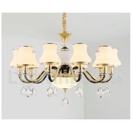 Designer Touch Decorative Retro Rustic Luxury Crystal Pendant Lamp Chandelier with Glass Shade