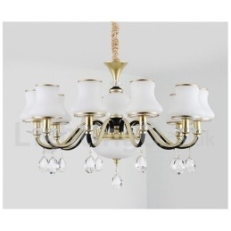 Designer Touch Decorative Retro Rustic Luxury Crystal Pendant Lamp Chandelier with Glass Shade