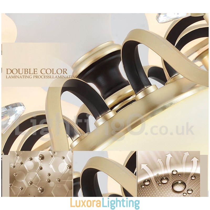 Designer Touch Decorative Retro Rustic Luxury Crystal Pendant Lamp Chandelier with Glass Shade