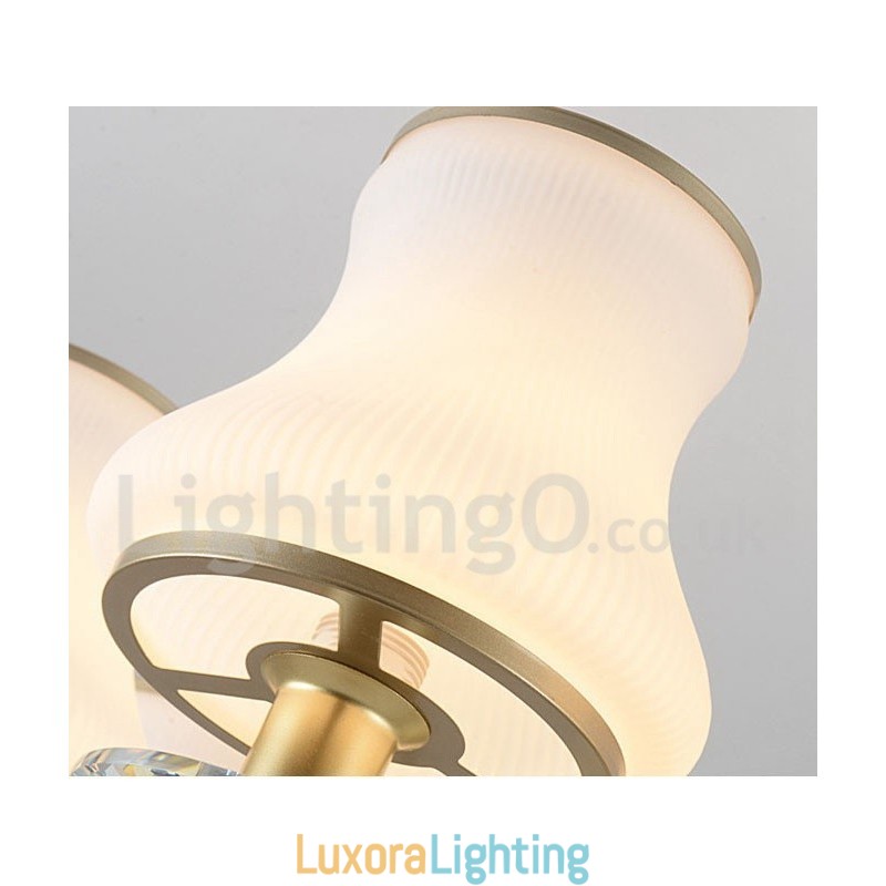 Designer Touch Decorative 12 Light Retro Rustic Luxury Crystal Pendant Lamp Chandelier with Glass Shade