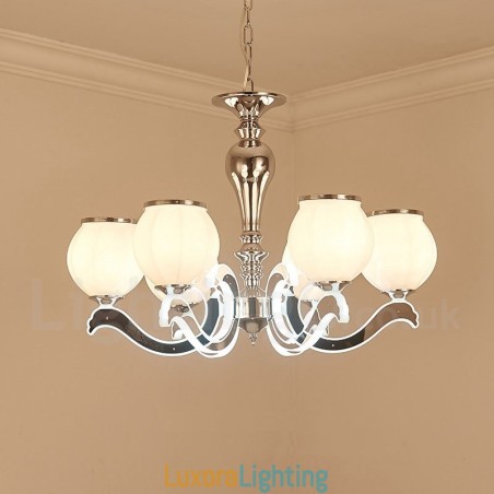 Designer Touch Decorative 6 Light Modern Contemporary Luxury Pendant Lamp Chandelier with Glass Shade