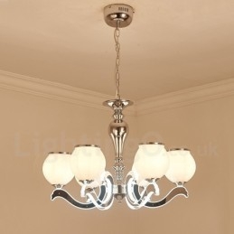 Designer Touch Decorative 6 Light Modern Contemporary Luxury Pendant Lamp Chandelier with Glass Shade