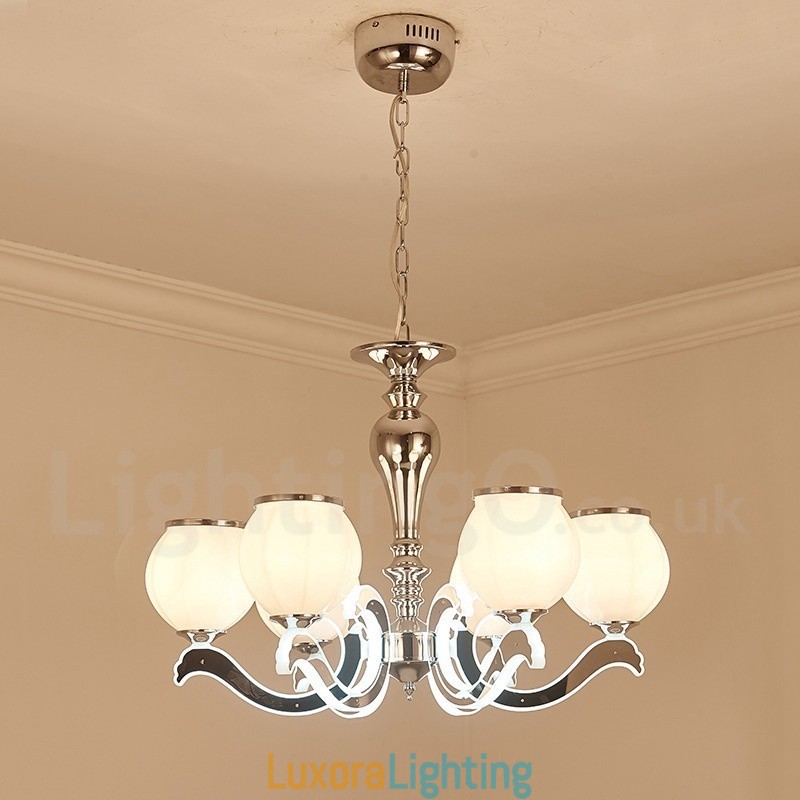 Designer Touch Decorative 6 Light Modern Contemporary Luxury Pendant Lamp Chandelier with Glass Shade