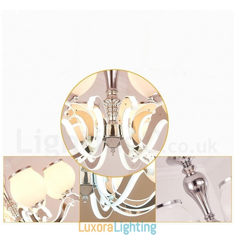 Designer Touch Decorative 6 Light Modern Contemporary Luxury Pendant Lamp Chandelier with Glass Shade