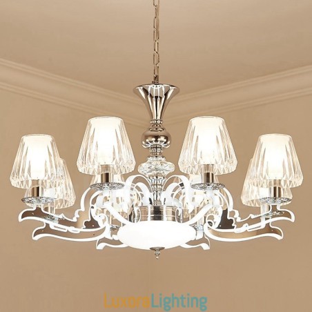 Designer Touch Decorative Retro Rustic Luxury Crystal Pendant Lamp Chandelier with Glass Shade