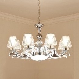 Designer Touch Decorative Retro Rustic Luxury Crystal Pendant Lamp Chandelier with Glass Shade