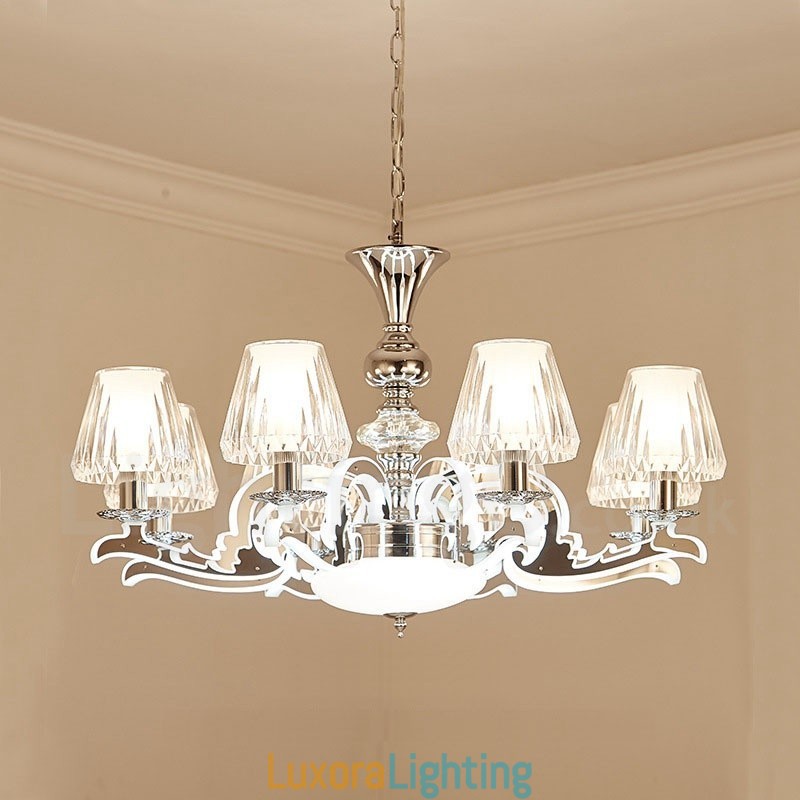 Designer Touch Decorative Retro Rustic Luxury Crystal Pendant Lamp Chandelier with Glass Shade