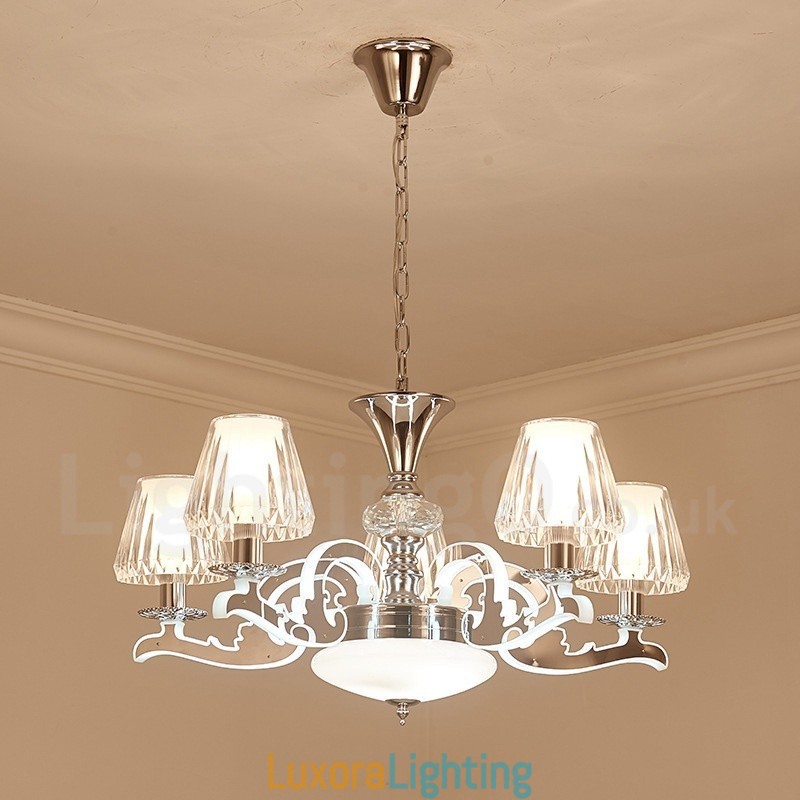 Designer Touch Decorative Retro Rustic Luxury Crystal Pendant Lamp Chandelier with Glass Shade