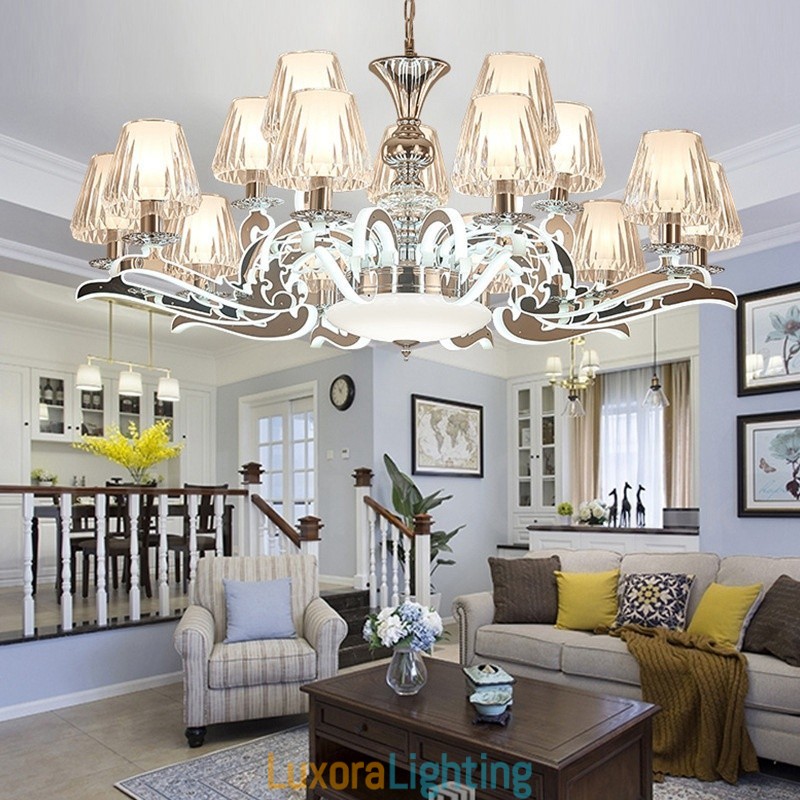 Designer Touch Decorative Retro Rustic Luxury Crystal Pendant Lamp Chandelier with Glass Shade