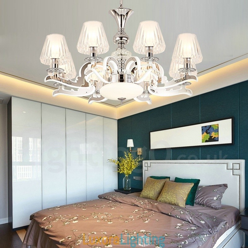 Designer Touch Decorative Retro Rustic Luxury Crystal Pendant Lamp Chandelier with Glass Shade