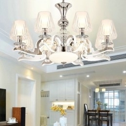 Designer Touch Decorative Retro Rustic Luxury Crystal Pendant Lamp Chandelier with Glass Shade
