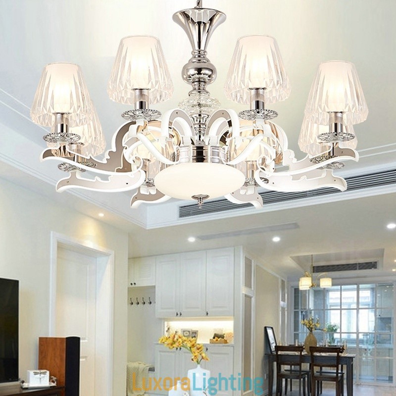 Designer Touch Decorative Retro Rustic Luxury Crystal Pendant Lamp Chandelier with Glass Shade